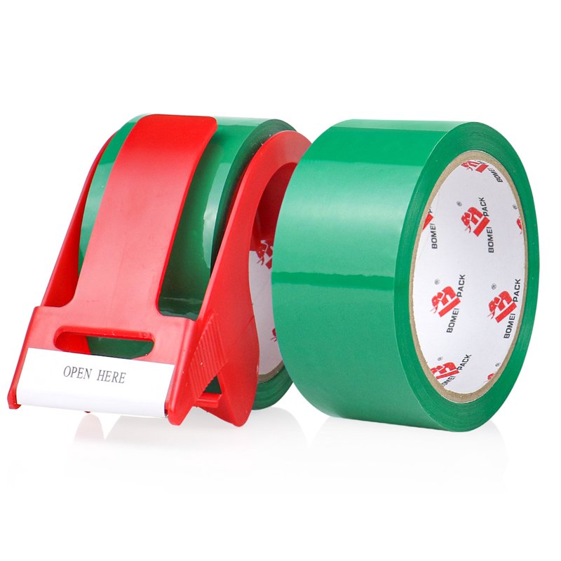 Green Packing Tape with Dispenser - Heavy Duty, 2 Refill Rolls, 1.88 Inch x 55 Yards