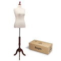 Female Dress Form Mannequin Torso with Wooden Tripod Stand Adjustable Height