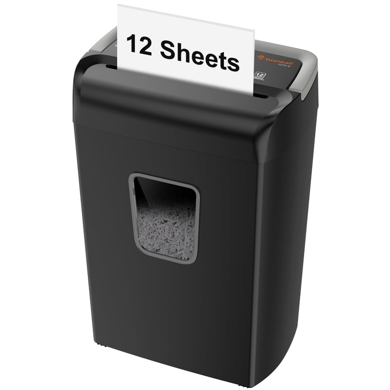 Cross Cut Paper Shredder for Home Office Security 12-Sheet Capacity