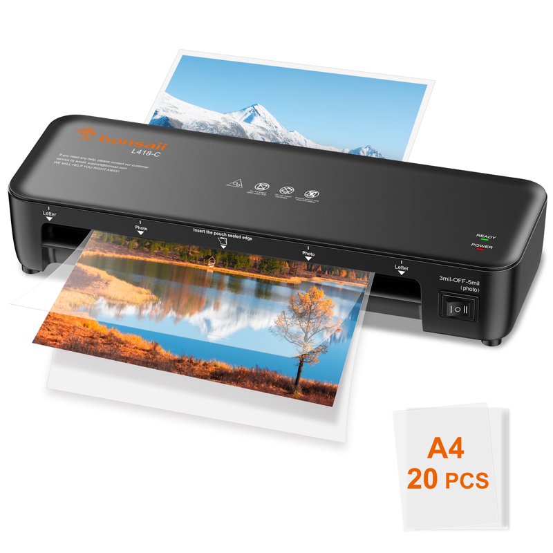 9-Inch Thermal Laminator Machine with 20 A4 Laminating Sheets for Home & Office Use