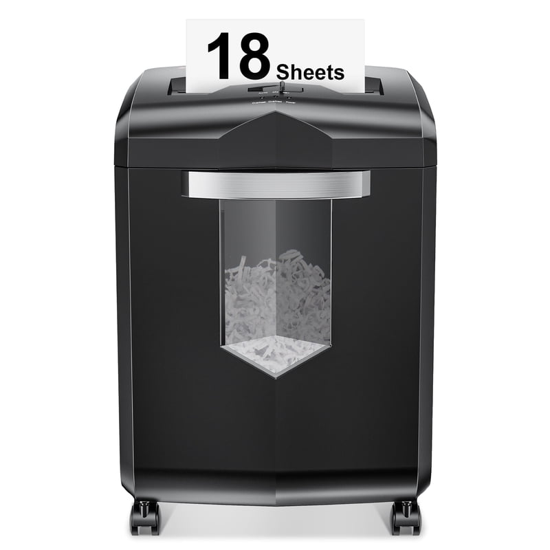 18-Sheet Cross Cut Paper Shredder for Home Office with Wastebasket and Safety Features