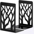 Heavy Duty Metal Book Ends - Tree Design Black Bookends for Shelves, 2 Pack