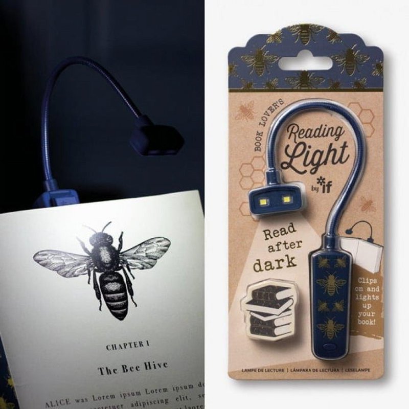 Book Lover's Reading Light - Bee Design, Paperback Reading Lamp