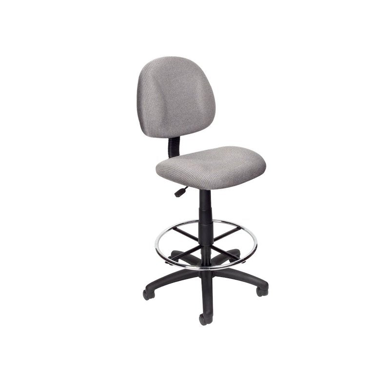 Contoured Rolling Drafting Stool with Height Adjustment - Gray & Blue Options