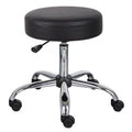 Medical Stool with Vinyl Upholstery & Adjustable Height - Black