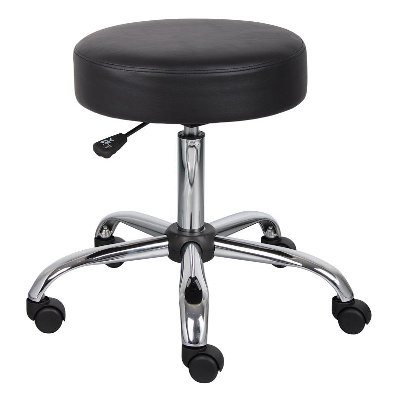 Medical Stool with Vinyl Upholstery & Adjustable Height - Black
