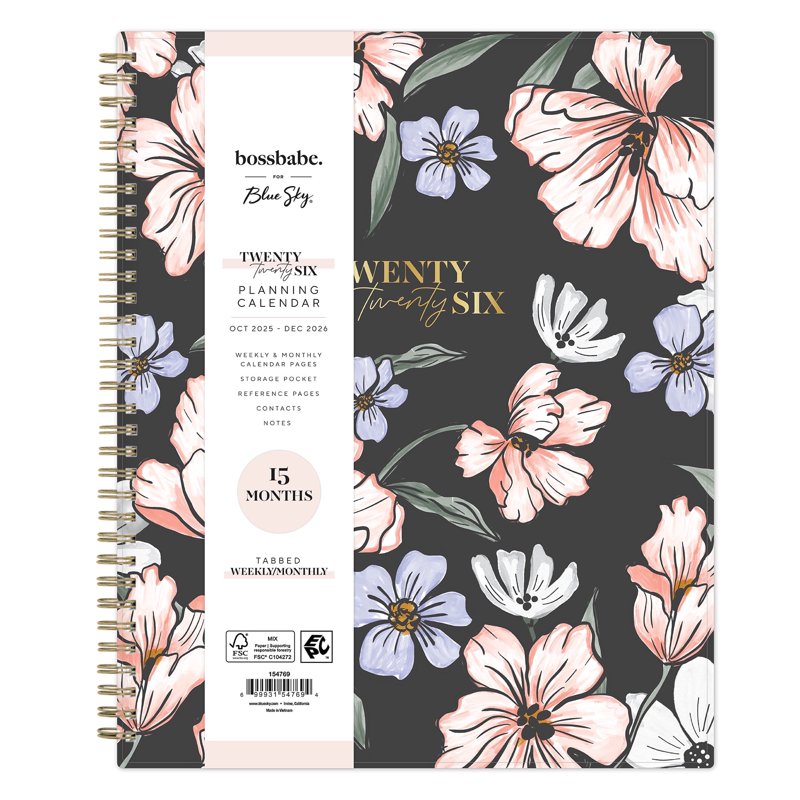Bossbabe Monthly Weekly Planner 8.5x11 Large 15-Month October 2025-Dec 2026