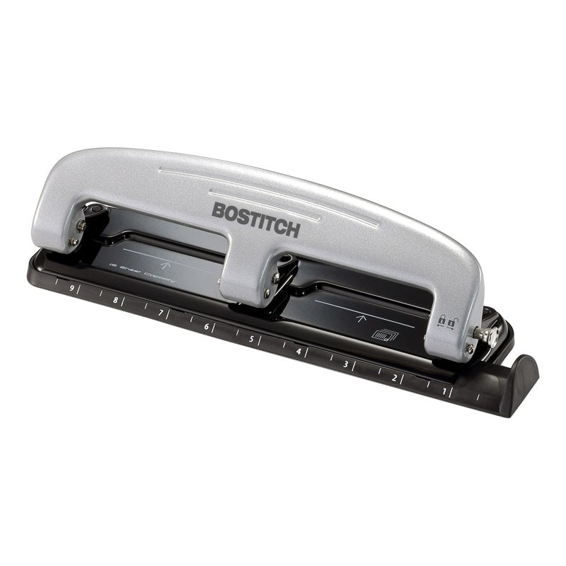 Heavy Duty Three-Hole Punch, 12 Sheets Capacity, Reduced Effort Office Tool
