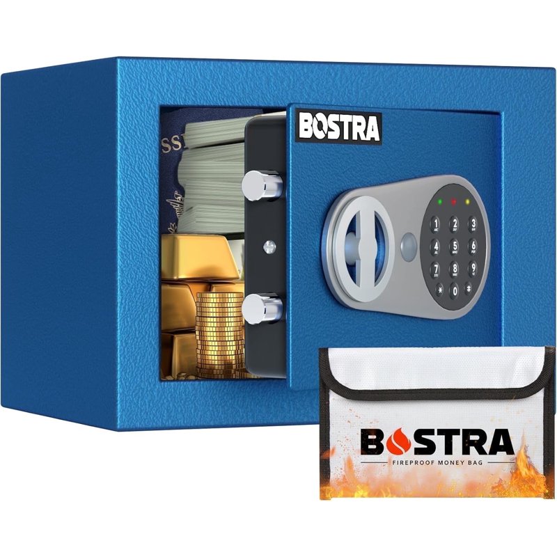 Digital Security Safe with Sensor Light & Fireproof Bag - 0.23 Cu Ft