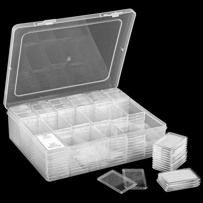 1 oz Silver Bar Storage Box with 100 Compartments - Clear Acrylic Organizer for Silver Coins and Bars