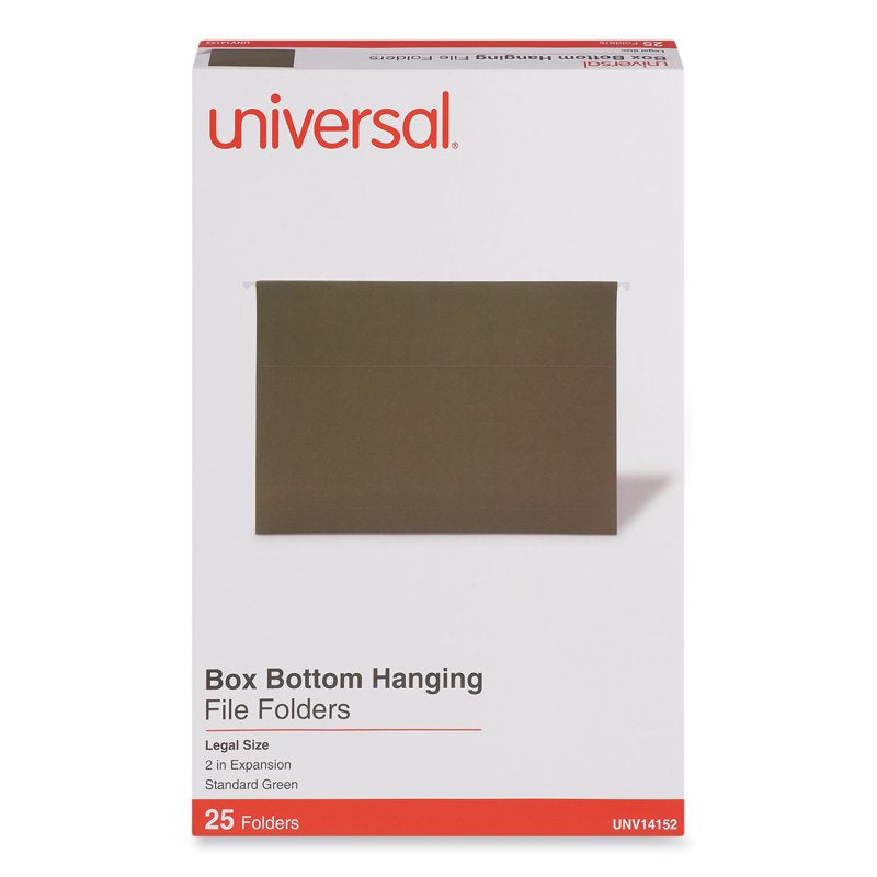 Legal Size Hanging File Folders with Flat Bottom Design, 1/5-Cut Tab, Green, 25 Pack