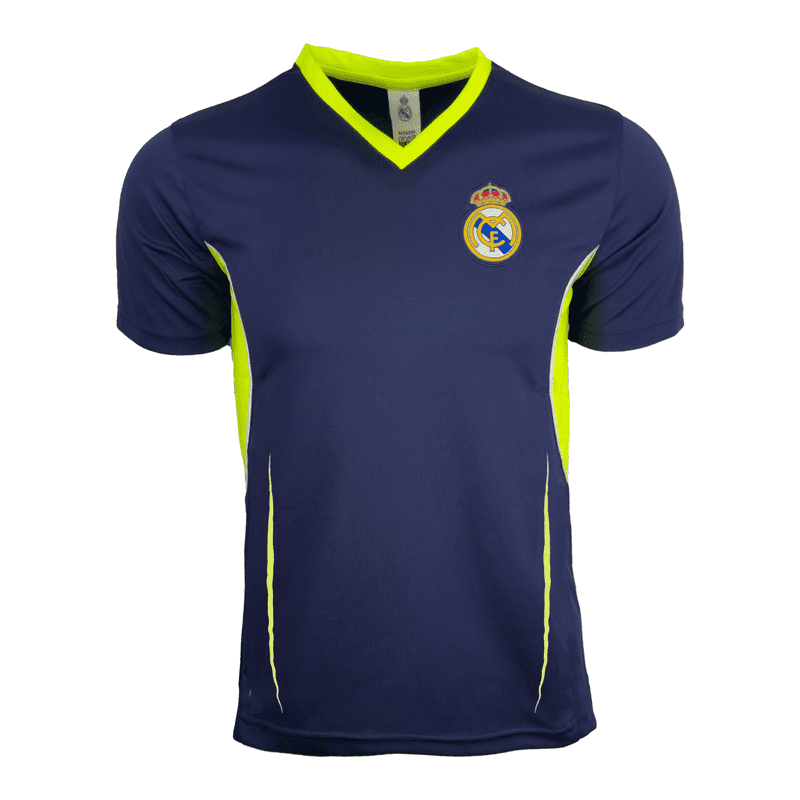 Boy's Real Madrid Jersey Youth XL - Rhinox Licensed Soccer Shirt, Navy/Neon