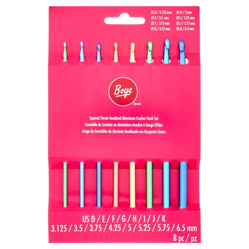 Aluminum Crochet Hook Set - 8 Multicolor Lightweight Knitting Needles