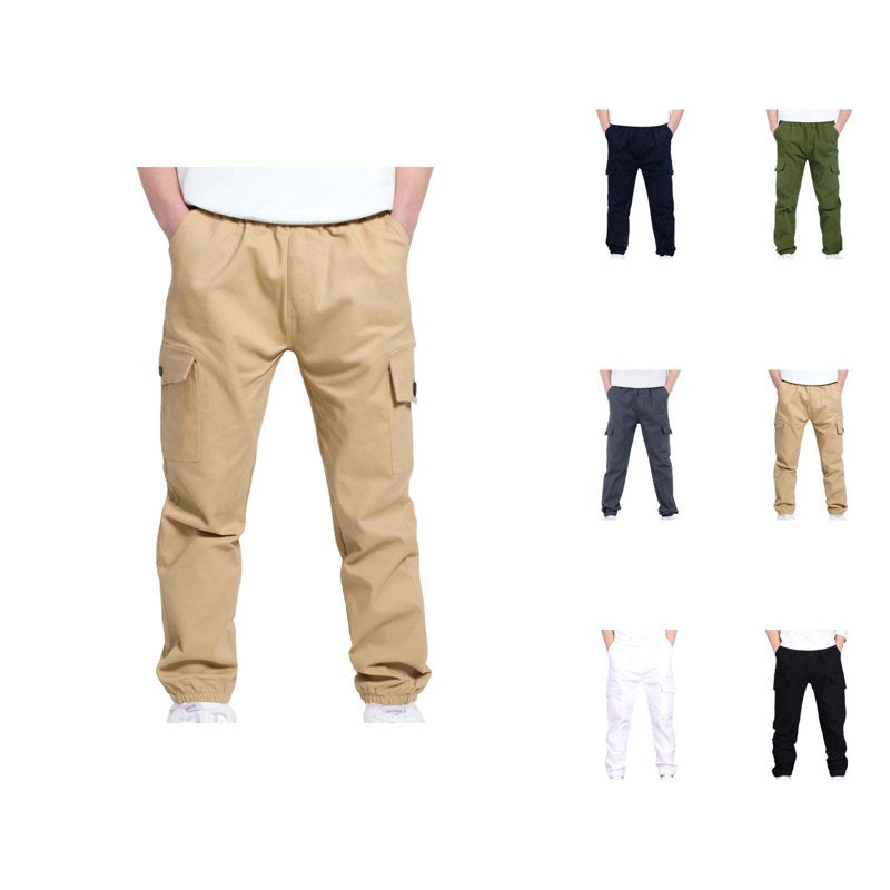 Kids Boys Cargo Pants with Elastic Waist for School and Daily Wear