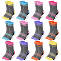 HYCLES Boys 5 Color 2-4 Years Crew Socks - 12 Pairs Cushioned Athletic Socks