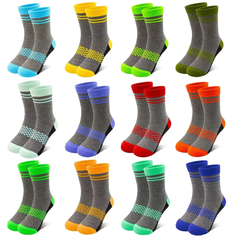 HYCLES Boys 7-10 Years Athletic Cushioned Crew Socks 12 Pairs - Color 01
