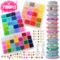 Jewelry Making Kit with Flat Beads and Pearl Beads - 7180 Pcs DIY Jewelry Supplies