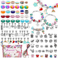 Jewelry Making Kit with Charms Beads and Bracelets - Kids DIY Craft Set