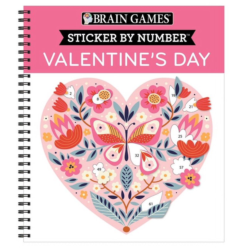 Sticker by Number Valentine's Day Art Activity Book - Spiral Bound Kids & Teens Gift