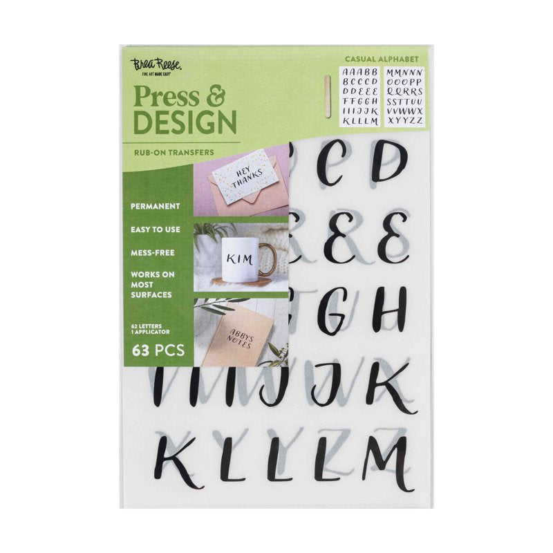 Rub-On Transfer Letters Set - Casual Font for Crafts and DIY Projects