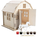 Paint Your Own Horse and Barn Set - Kids Arts and Crafts Kit for Equestrian Fun