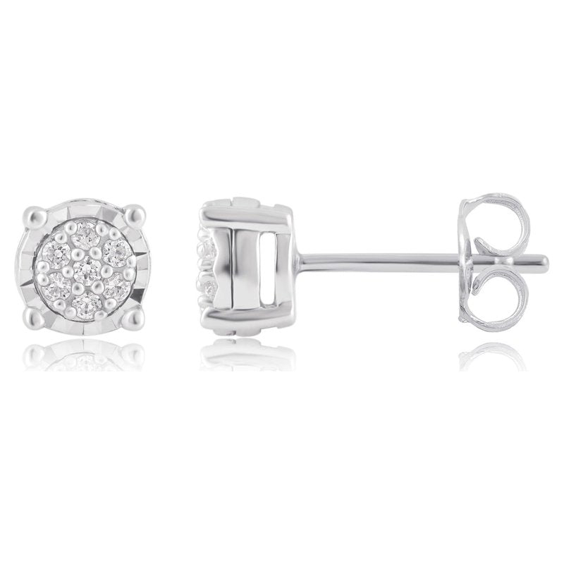 Sterling Silver 1/10 Ct Diamond Composite Stud Earrings for Women