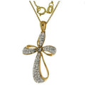 Women's Crystal Ribbon Cross Pendant Necklace - 18kt Gold Over Sterling Silver