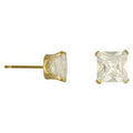 Women's 4x4mm Princess Cut Cubic Zirconia Stud Earrings in 10K Yellow Gold