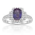 Sterling Silver Alexandrite and White Sapphire Ring - Hypoallergenic Jewelry