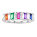 Rainbow Sapphire Sterling Silver Band Ring - Hypoallergenic Gift Jewelry