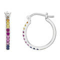 Sterling Silver Rainbow Sapphire Hoop Earrings - Hypoallergenic Jewelry Gift