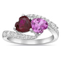Sterling Silver Engagement Ring with Created Ruby Pink Sapphire White Sapphire