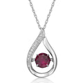 Sterling Silver Ruby & White Sapphire Pendant with 18-Inch Chain - Dancing Jewelry