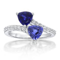 Sterling Silver Sapphire Bypass Ring with White Accents - Multiple Sizes
