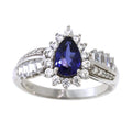 Sterling Silver Sapphire & Cubic Zirconia Ring - Hypoallergenic Jewelry