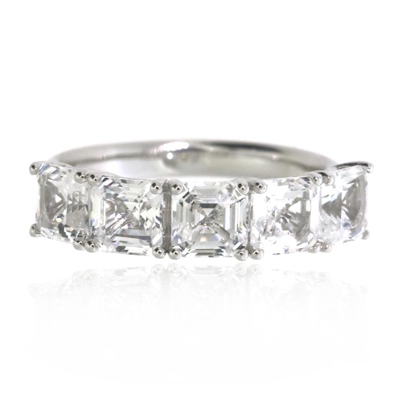 Sterling Silver White Sapphire Band Ring - Hypoallergenic Jewelry for Women