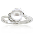 Sterling Silver Pearl and White Sapphire Ring - Elegant Jewelry Gift