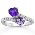 Sterling Silver Amethyst & White Sapphire Ring - Bypass Design, All Sizes