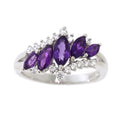 Sterling Silver Amethyst & Cubic Zirconia Marquise Ring - Hypoallergenic Jewelry
