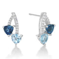 Sterling Silver Blue Topaz Bypass Earrings with White Sapphire Accents