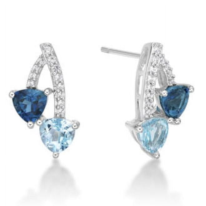 Sterling Silver Blue Topaz Bypass Earrings with White Sapphire Accents