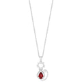 Sterling Silver Cat Pendant with Garnet and White Sapphire - Adjustable Chain
