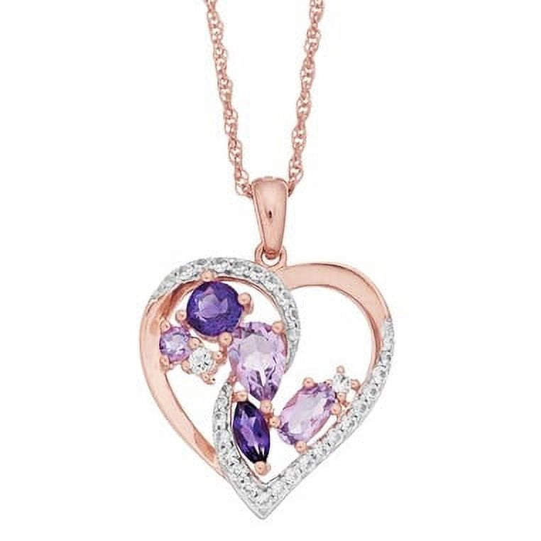 Sterling Silver Gold-Plated Amethyst & White Sapphire Pendant Necklace 18" Chain