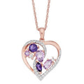 Sterling Silver Gold-Plated Amethyst & White Sapphire Pendant Necklace 18" Chain