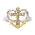 Sterling Silver & 14K Gold Plated White Sapphire Ring - Hypoallergenic Jewelry