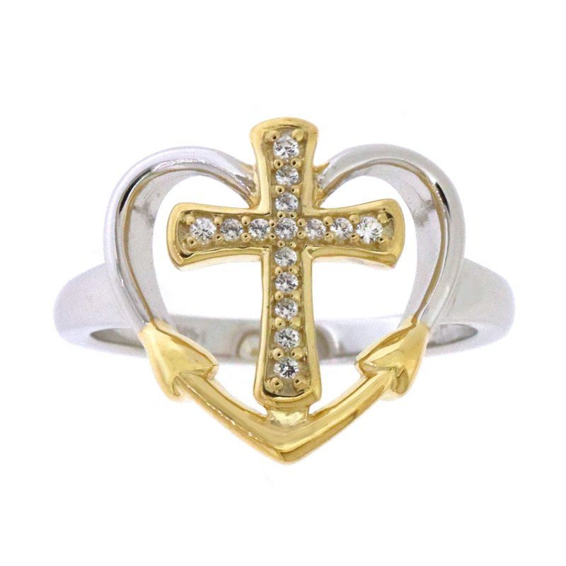 Sterling Silver & 14K Gold Plated White Sapphire Ring - Hypoallergenic Jewelry