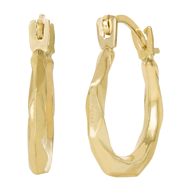 Kids 14K Yellow Gold Swirl Hoop Earrings - Hypoallergenic & Lightweight