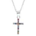 Sterling Silver Crystal Cross Necklace for Girls - 18 Inch Chain
