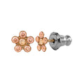 Girls CZ Flower Stud Earrings in 14K Pink Gold - Tween Jewelry