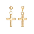 Girls Tween 14K Yellow Gold Cross Stud Earrings - Religious Jewelry